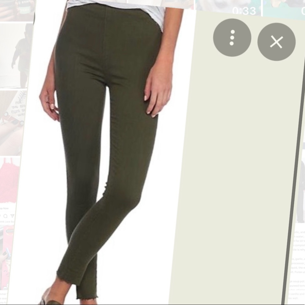Free People moss green easy goes it jeggings